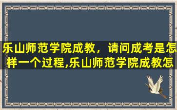 乐山师范学院成教，请问成考是怎样一个过程,乐山师范学院成教怎么招生的急求!!