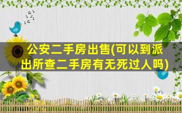 *二手房*(可以到派出所查二手房有无*过人吗)