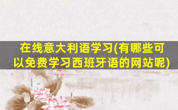 在线意大利语学习(有哪些可以免费学习西班牙语的网站呢)