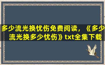 多少流光换忧伤免费阅读，《多少流光换多少忧伤》txt全集下载