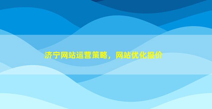 济宁网站运营策略，网站优化报价