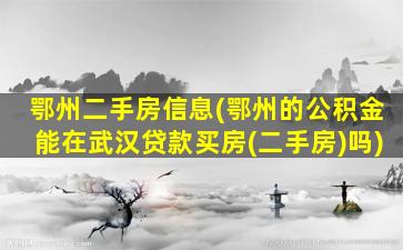 鄂州二手房信息(鄂州的公积金能在武汉*买房(二手房)吗)